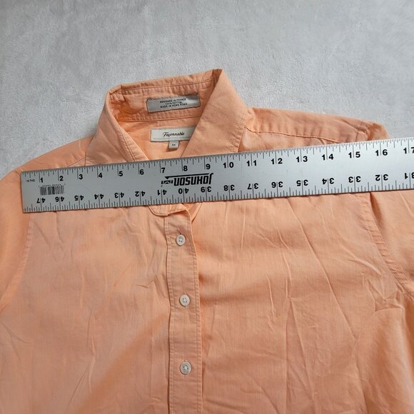 Faconnable Women Peach Button-Down Long Sleeve Shirt Medium Cotton Casual Blouse - Picture 5 of 7
